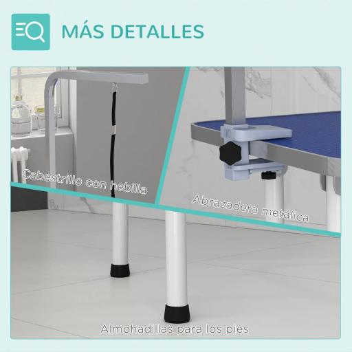 Mesa de Peluquería Canina Plegable con Encimera Antideslizante Brazo Ajustable 81x48,5x80 cm, Azul [3]