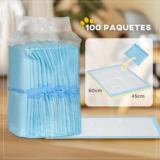 Empapadores para Perros 100 Unidad 45x60 cm Diseño de 6 Capas con Superficie de Secado Rápido a Prueba de Fugas Azul [2]