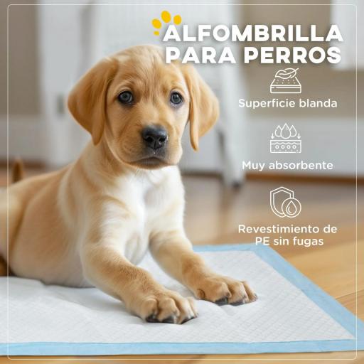 Empapadores para Perros 100 Unidad 45x30 cm Diseño de 6 Capas con Superficie de Secado Rápido a Prueba de Fugas Azul [3]