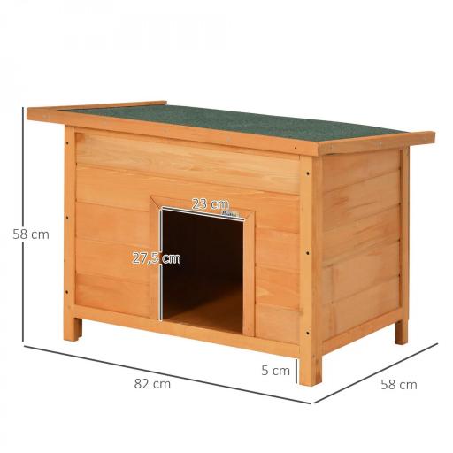 Caseta para Perro de Exterior con Tejado Abatible y Patas Antideslizantes para Interior y Exterior 82x58x58 cm Natural [1]
