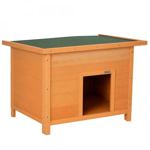 Caseta para Perro de Exterior con Tejado Abatible y Patas Antideslizantes para Interior y Exterior 82x58x58 cm Natural [8]