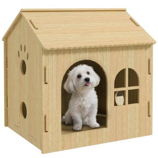 Caseta para Perros Interior con Ventana Diseño de Garra Hueca Casita para Perros y Gatos 49,5x41x51 cm Roble [8]