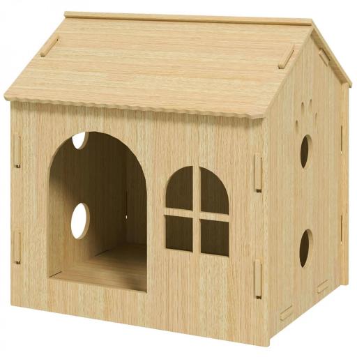 Caseta para Perros Interior con Ventana Diseño de Garra Hueca Casita para Perros y Gatos 49,5x41x51 cm Roble [9]