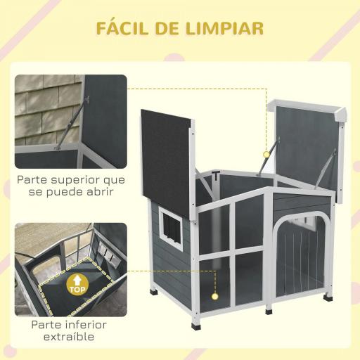 Casa para Perros Pequeños con Techo Abatible Frontal de Acrílico y Fondo Extraíble 101x66,5x70,5 cm Gris Oscuro [5]