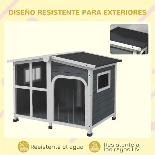 Casa para Perros Pequeños con Techo Abatible Frontal de Acrílico y Fondo Extraíble 101x66,5x70,5 cm Gris Oscuro [3]