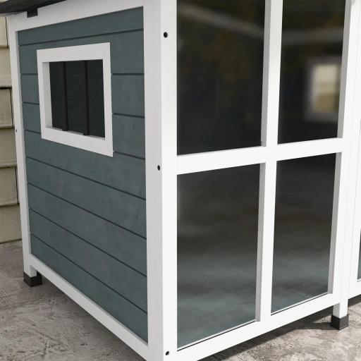 Casa para Perros Pequeños con Techo Abatible Frontal de Acrílico y Fondo Extraíble 101x66,5x70,5 cm Gris Oscuro [6]