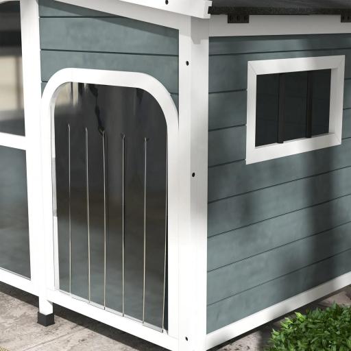 Casa para Perros Pequeños con Techo Abatible Frontal de Acrílico y Fondo Extraíble 101x66,5x70,5 cm Gris Oscuro [7]