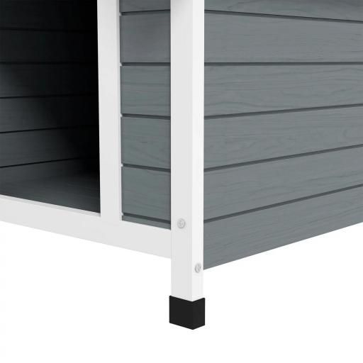 Casa para Perros Medianos 75x88x82 cm con Techo Ondulado Base Elevada y Suelo Desmontable Gris [7]