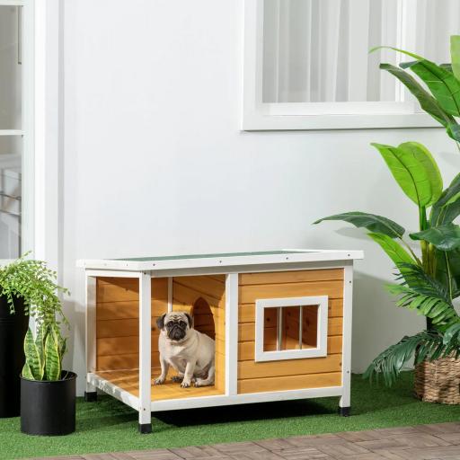 Caseta para Perros de Madera Casa para Mascotas Refugio para Perros con Techo Asfáltico 85,5x62x60 cm Natural