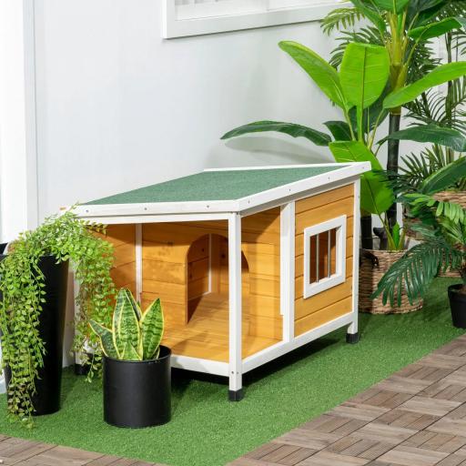 Caseta para Perros de Madera Casa para Mascotas Refugio para Perros con Techo Asfáltico 85,5x62x60 cm Natural [7]