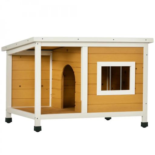 Caseta para Perros de Madera Casa para Mascotas Refugio para Perros con Techo Asfáltico 85,5x62x60 cm Natural [10]