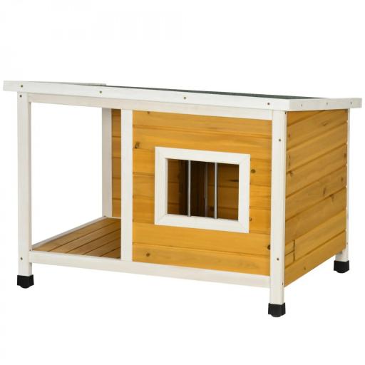 Caseta para Perros de Madera Casa para Mascotas Refugio para Perros con Techo Asfáltico 85,5x62x60 cm Natural [8]