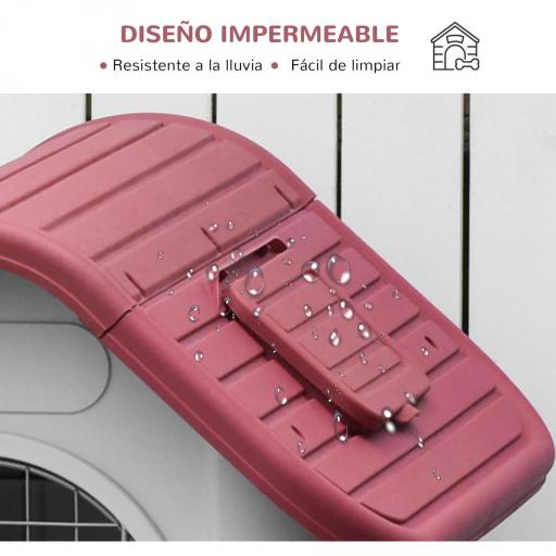 Caseta para Perro con Puerta Extraíble Base Elevada 3 Respiraderos y Ventana Abrible Caseta de Perros para Interior y Exterior 59x75x66 cm Gris Rojo [3]