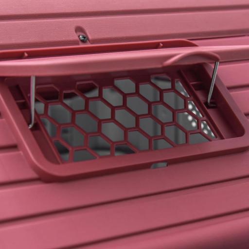 Caseta para Perro con Puerta Extraíble Base Elevada 3 Respiraderos y Ventana Abrible Caseta de Perros para Interior y Exterior 59x75x66 cm Gris Rojo [7]