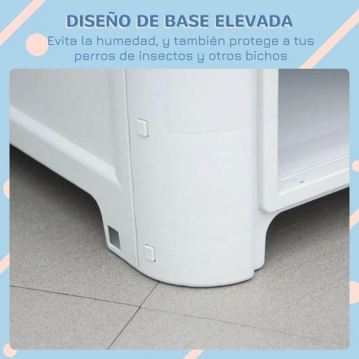 Caseta para Perros Mini para Uso Interior y Exterior con respiraderos Estilo Cabaña Resistente 59x75x66 cm Azul y Gris [4]