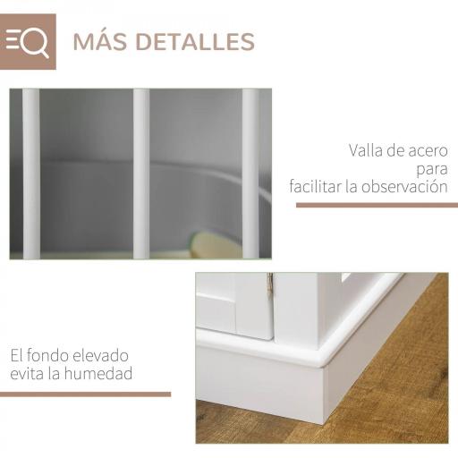 Jaula para Perros Pequeños Mesa Auxiliar Moderna con 3 Puertas Francés con Cierre Magnético 78x53x59,3 cm Blanco [4]