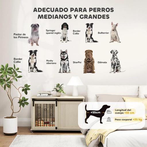 Jaula para Perros Medianos y Grandes Mesa Auxiliar Moderna con 2 Puertas y Cierre 100x56x65 cm Roble [6]