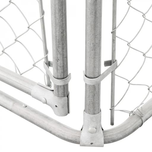 Jaula para Perros de Exterior con Toldo Anti-UV Impermeable y Marco de Acero para Jardín Patio 300x300x234 cm Plata [7]