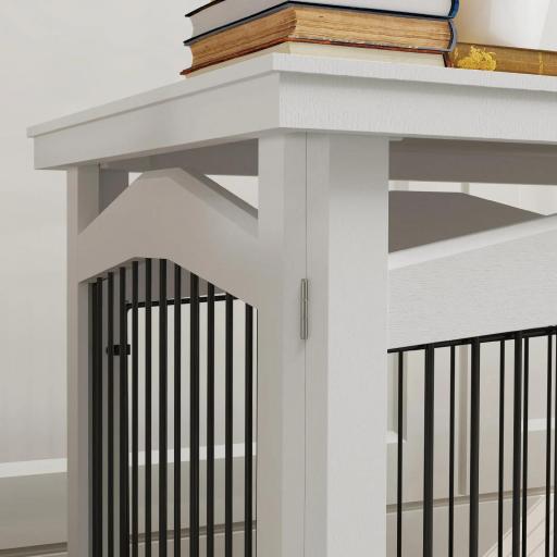 Jaula para Perros Medianos 3 en 1 con Puerta Tapa Superior Desmontable y Bandeja Extraíble 82,5x57,5x59,5 cm Blanco [7]