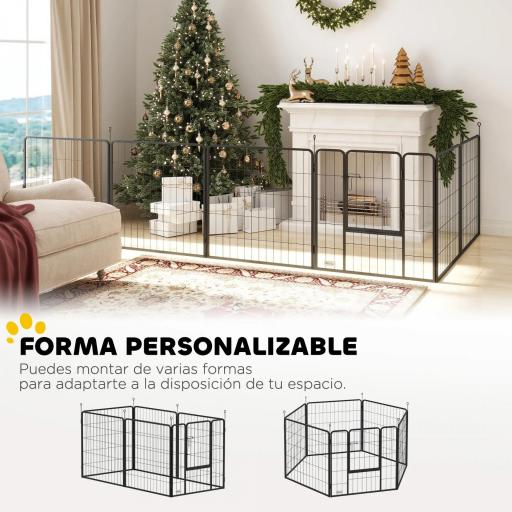 Parque para Perros de 6 Paneles de 80 cm de Altura con Puerta para Interior y Exterior Negro [2]