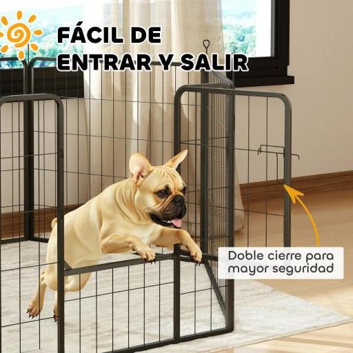 Parque para Perros de 6 Paneles de 80 cm de Altura con Puerta para Interior y Exterior Negro [5]