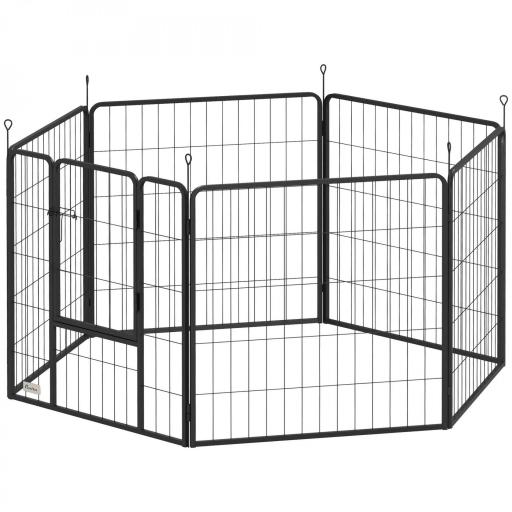 Parque para Perros de 6 Paneles de 80 cm de Altura con Puerta para Interior y Exterior Negro [9]