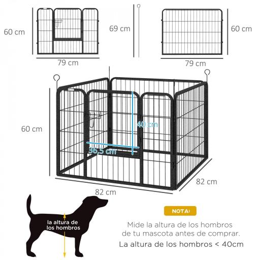 Parque para Perros de 4 Paneles Parque de Juegos Plegable para Mascotas para Exterior e Interior 82x82x60 cm Gris [1]