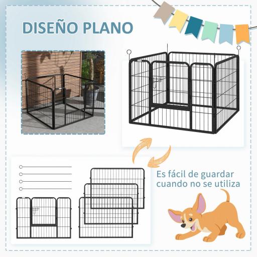 Parque para Perros de 4 Paneles Parque de Juegos Plegable para Mascotas para Exterior e Interior 82x82x60 cm Gris [3]