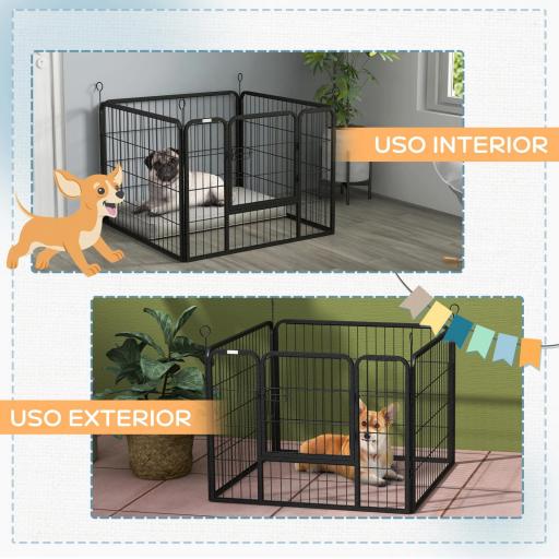 Parque para Perros de 4 Paneles Parque de Juegos Plegable para Mascotas para Exterior e Interior 82x82x60 cm Gris [4]