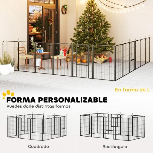 Parque para Perros de 12 Paneles de 100 cm de Altura con Puertas para Interior y Exterior Negro [2]
