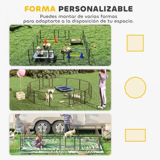 Parque para Perros de 12 Paneles con 2 Puertas Corralito para Perros para Exterior Interior Acero 80x60 cm Gris [6]