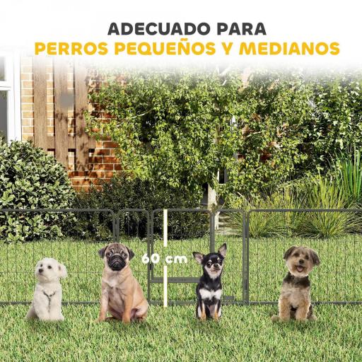 Parque para Perros de 12 Paneles con 2 Puertas Corralito para Perros para Exterior Interior Acero 80x60 cm Gris [3]