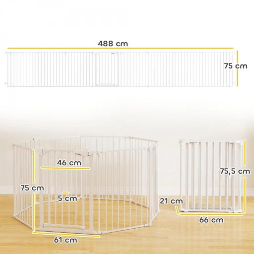Barrera para Perros Plegable Valla para Mascotas de 8 Paneles Puerta con Cierre Doble para Escalera Pasillo Blanco [1]