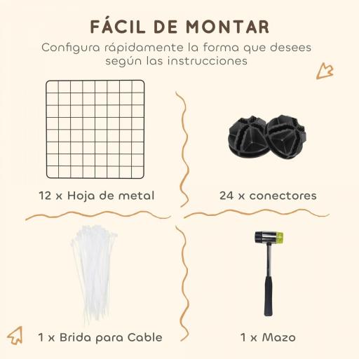 Parque Metálico para Animales Pequeños de 12 Paneles Desmontable Diseño DIY para Erizo Hámster 106x73x36 cm Negro [5]