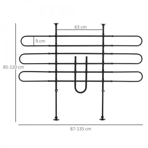 Barrera Protectora de Coche para Perros Reja de Protección Universal de Acero para Maletero Equipaje Automóvil Ajustable en Ancho y Altura 87-135 x 85-120 cm Negro [6]
