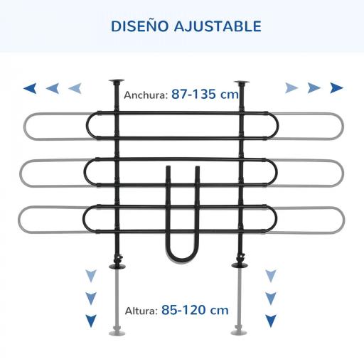 Barrera Protectora de Coche para Perros Reja de Protección Universal de Acero para Maletero Equipaje Automóvil Ajustable en Ancho y Altura 87-135 x 85-120 cm Negro [5]