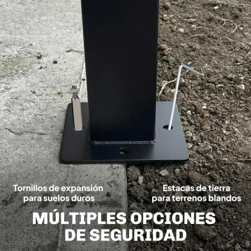 Carpa para Jardín con Techo Doble Cenador con Paredes de Malla UPF50+ para Exterior Terraza 360x300x275 cm Gris [3]
