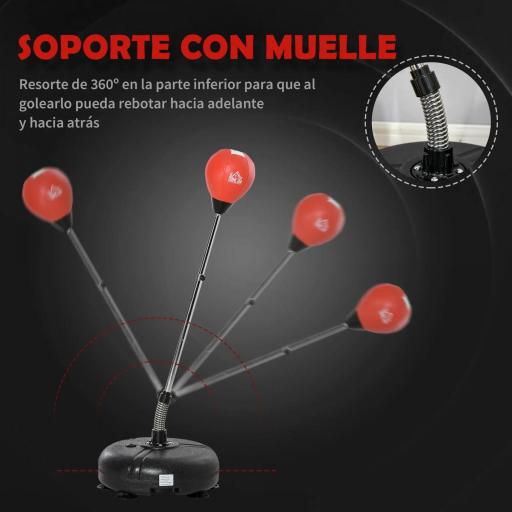 Saco de Boxeo de Pie con Altura Ajustable en 4 Niveles de 133-151 cm, Saco de Boxeo con Base Rellenable, Guantes e Inflador, para Adultos y Adolescentes, Negro y Rojo [2]