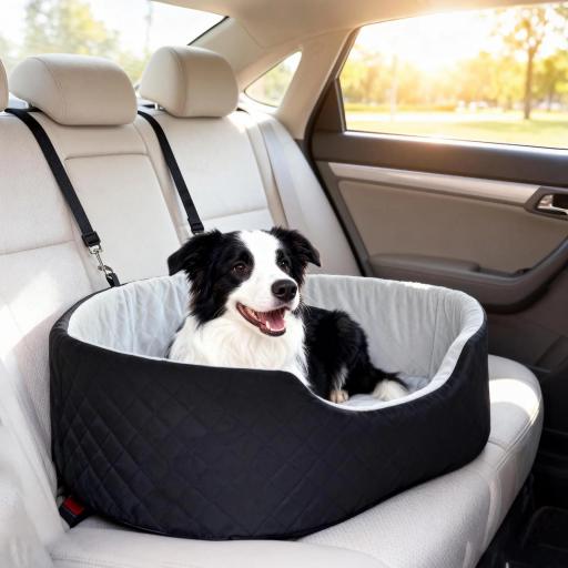 Asiento de Coche para Perros Pequeños y Medianos de hasta 15 kg con Funda Extraíble y Lavable Base Antideslizante Negro