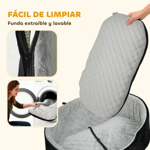 Asiento de Coche para Perros Pequeños y Medianos de hasta 15 kg con Funda Extraíble y Lavable Base Antideslizante Negro [5]