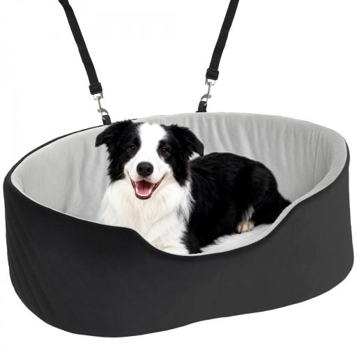 Asiento de Coche para Perros Pequeños y Medianos de hasta 15 kg con Funda Extraíble y Lavable Base Antideslizante Negro [7]
