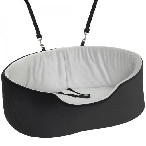 Asiento de Coche para Perros Pequeños y Medianos de hasta 15 kg con Funda Extraíble y Lavable Base Antideslizante Negro [8]