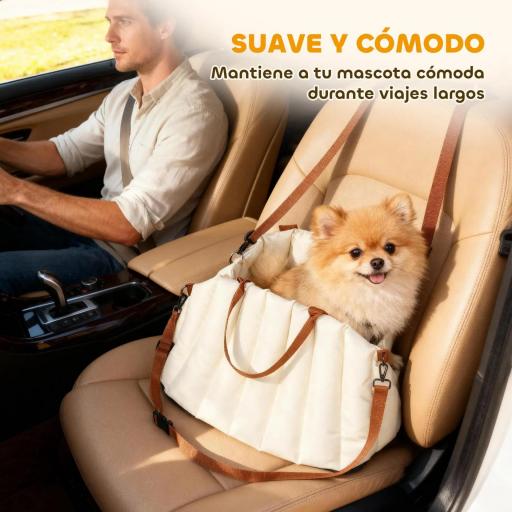 Asiento de Coche para Perros Pequeños de hasta 5 kg con Cinturón de Seguridad Base Antideslizante y Funda Extraíble [4]