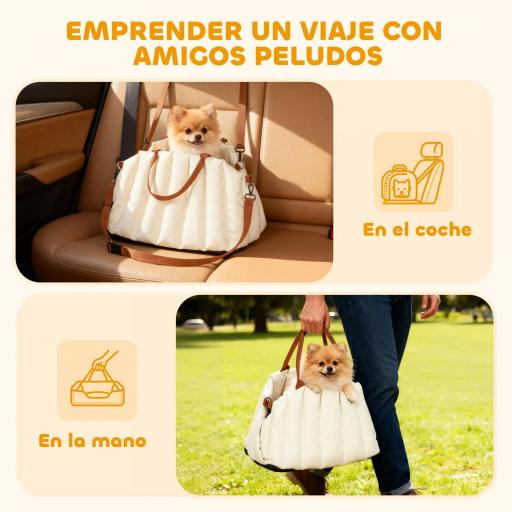 Asiento de Coche para Perros Pequeños de hasta 5 kg con Cinturón de Seguridad Base Antideslizante y Funda Extraíble [2]