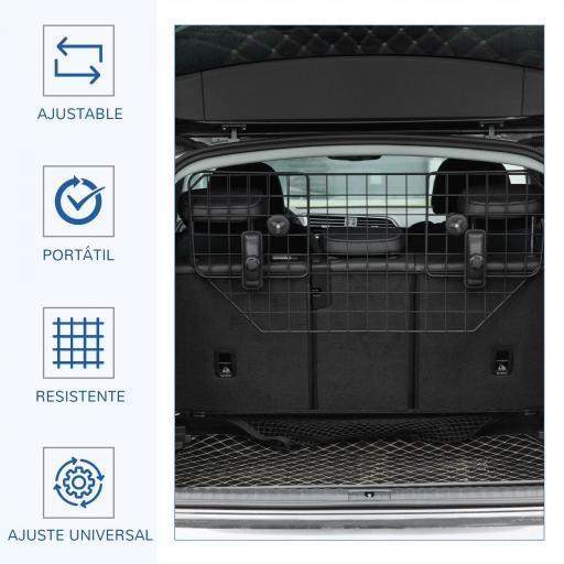Barrera Protectora de Coche para Perros para Vehículo Universal Barrera Protectora Metálica Extensible para Asientos Traseros Maletero Equipaje Automóvil 90-120x40,5 cm Negro [2]