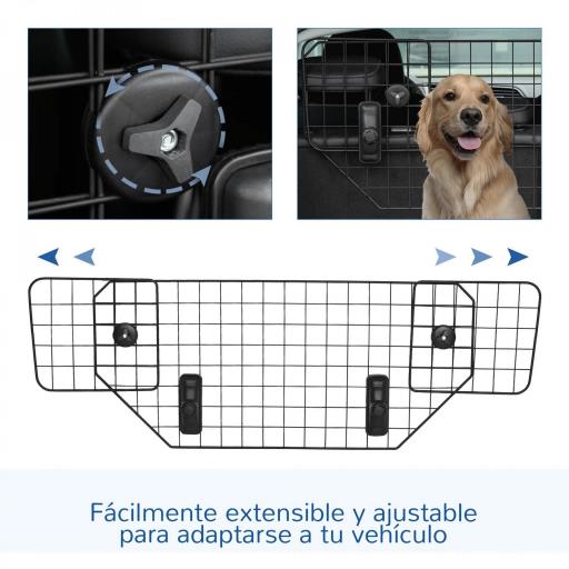 Barrera Protectora de Coche para Perros para Vehículo Universal Barrera Protectora Metálica Extensible para Asientos Traseros Maletero Equipaje Automóvil 90-120x40,5 cm Negro [4]