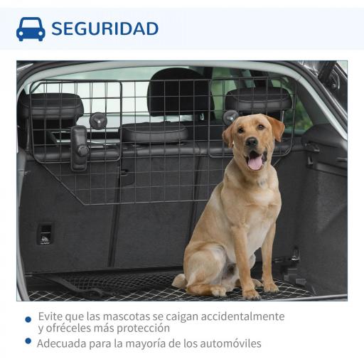 Barrera Protectora de Coche para Perros para Vehículo Universal Barrera Protectora Metálica Extensible para Asientos Traseros Maletero Equipaje Automóvil 90-120x40,5 cm Negro [3]