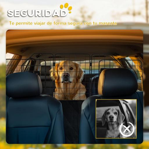 Barrera Protectora de Coche para Perros con Anchura Ajustable Rejilla para Perros de Coche Plegable 93-150x42 cm Negro [4]