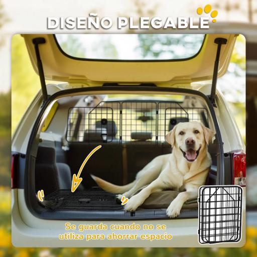 Barrera Protectora de Coche para Perros con Anchura Ajustable Rejilla para Perros de Coche Plegable 93-150x42 cm Negro [5]
