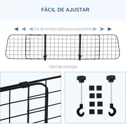 Barrera Protectora de Coche para Perros para Vehículo Universal Barrera Protectora Metálica Extensible para Asientos Traseros Maletero Equipaje Automóvil 91-152x30 cm Negro [5]